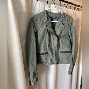 Women’s Gap Motorcycle Jacket Size 4 Gray/Blue 100% Cotton